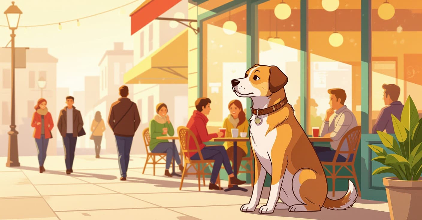 コーヒーショップで自信を育てる：5回の街中お出かけで愛犬を他人に慣れさせよう