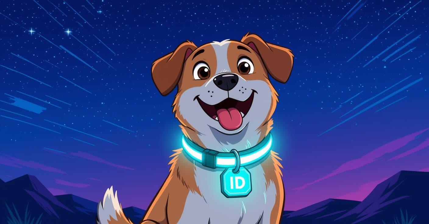 ナイトタイムセーフティ：暗闇でも愛犬を追跡できる発光IDタグ
