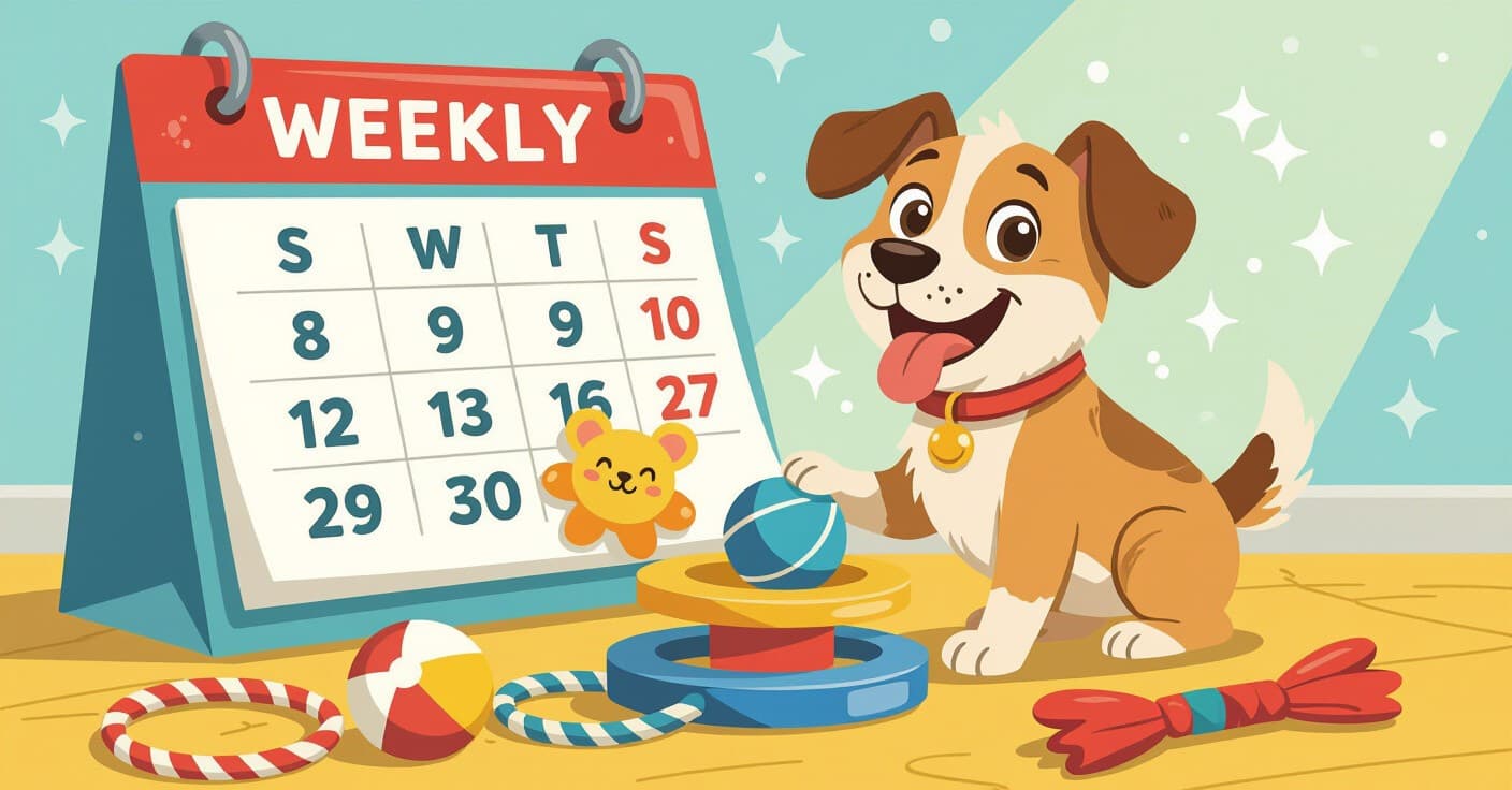 おもちゃローテーションシステム：新しいおもちゃを買わずに愛犬の退屈を解消する週間スケジュール